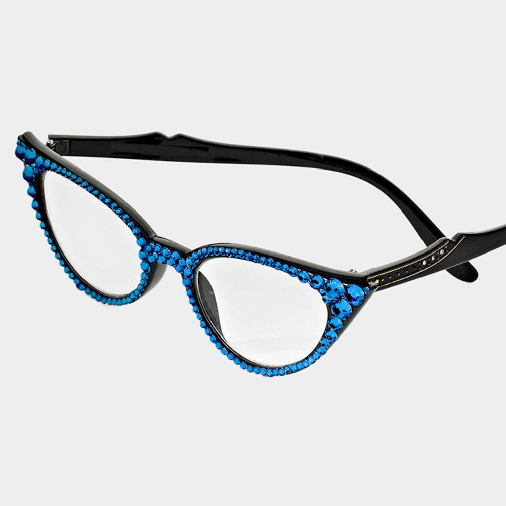 Austrian Crystal Cateye Reading Glasses, Vintage Crystal Reading Glasses - Picture 5 of 11